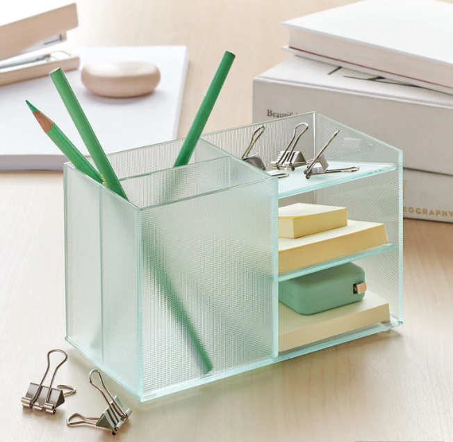 Frosted Glass Desk Organizer