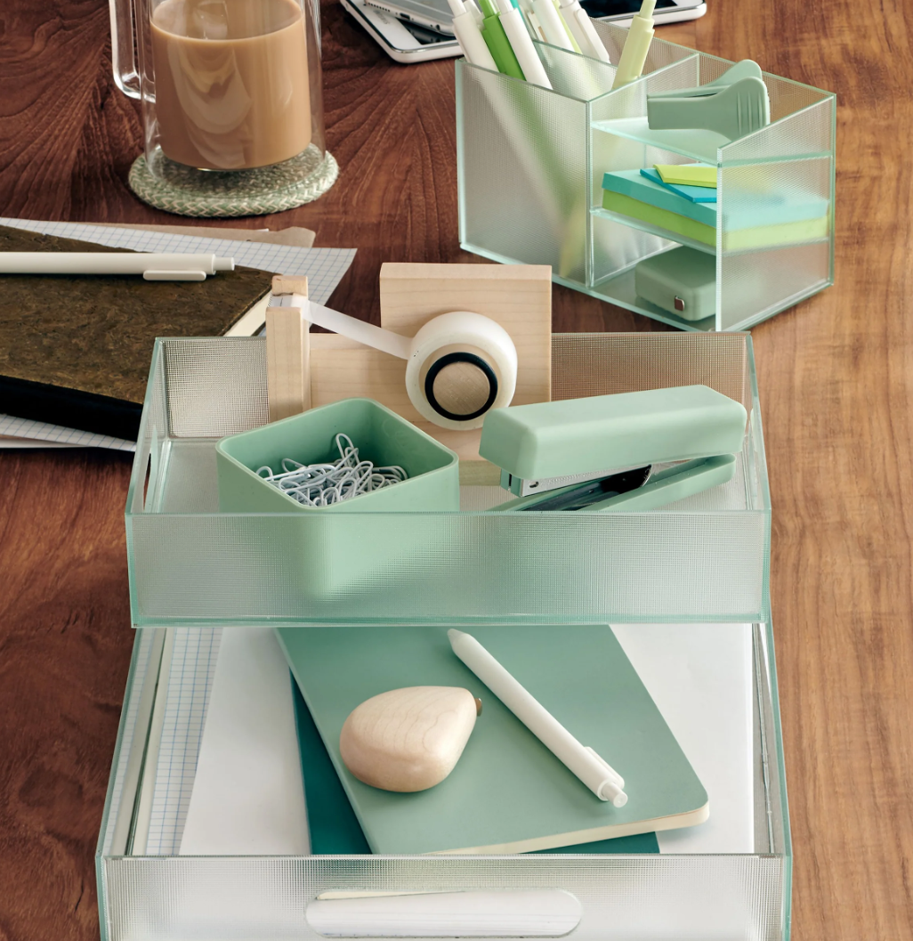 Frosted Glass Desk Organizer