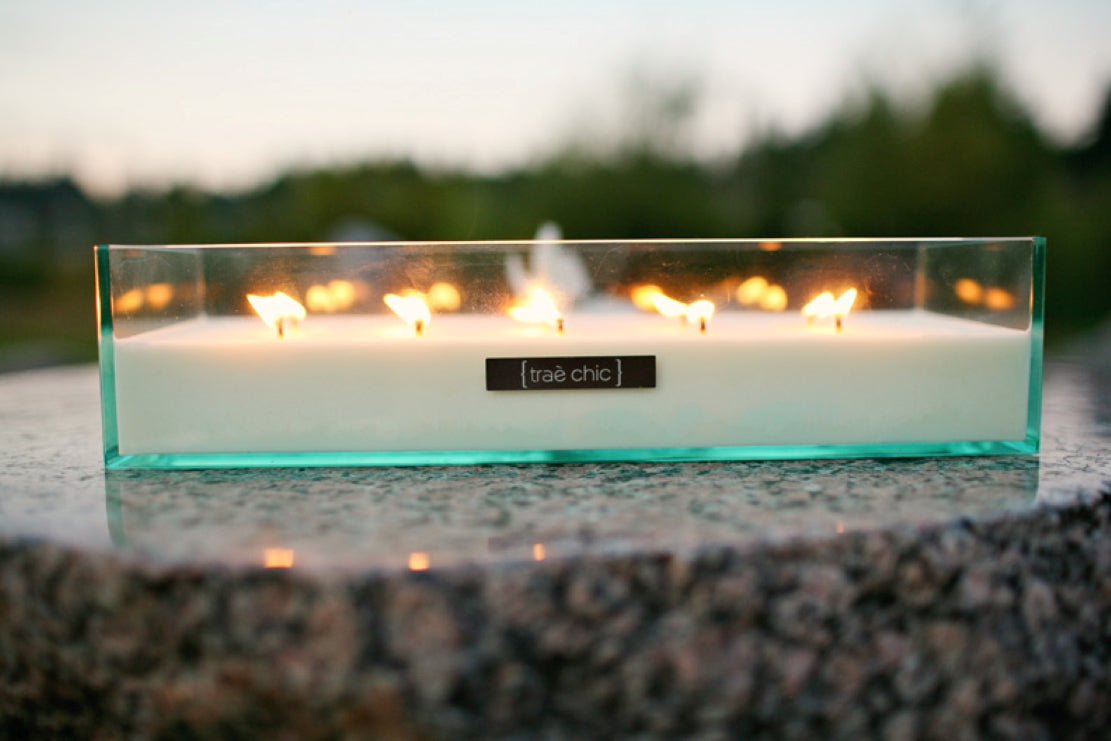 HIMALAYAN BAMBOO: 10-Wick Centerpiece Candle: Glass Paneled