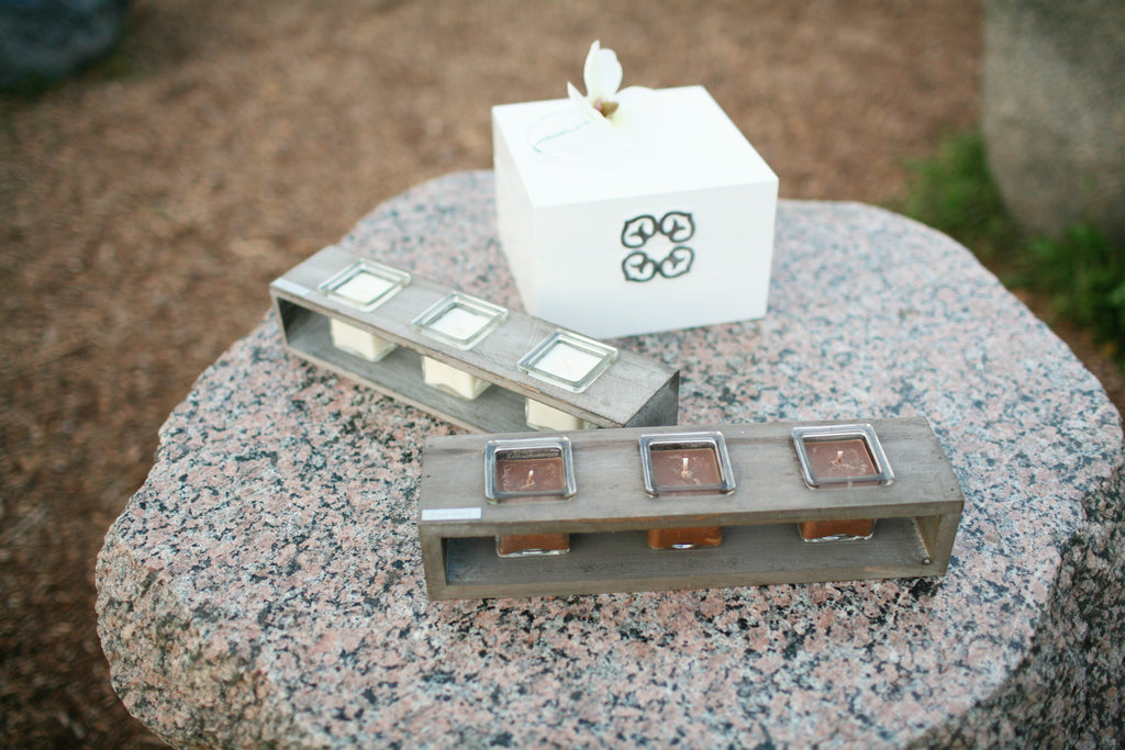 ORCHID SHORE: Rustic Farmhouse Chic Centerpiece Candle Trio